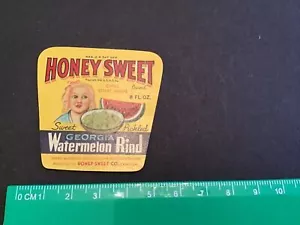 Honey Sweet Watermelon Rind Honey Sweet Co Cairo GA vintage label R34192 - Picture 1 of 2