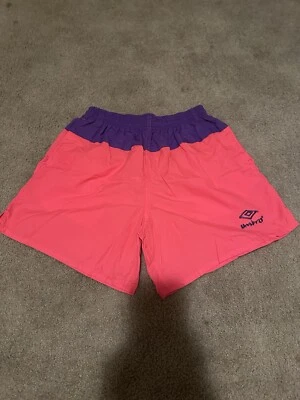 Rare Umbro Shorts Nylon Pink Purple Pockets Swimming Soccer Gym Foto 1 de 4