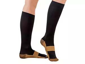 Graduierte Kompression Kupfer Socken Fuß Wade Knöchel Unterstützung 20-30 mmHg schwarz Posten - Bild 1 von 3