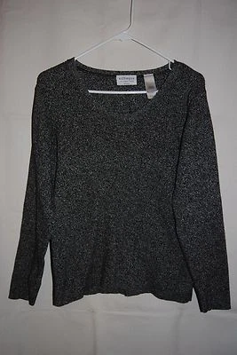 Women's VILLAGER Black/White Ribbed Sweater Plus Size 1 Cotton - Imagem 1 de 4