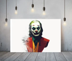 JOAQUIN JOKER 1-DEEP FRAMED CANVAS WALL SKETCH ART PICTURE PAPER PRINT-RED GREEN - Picture 1 of 17