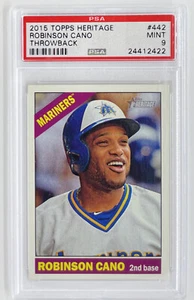2015 Topps Heritage ROBINSON CANO PSA 9 MINT Throwback Variation SSP #442 Pop 1 - Picture 1 of 2