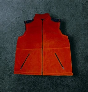 TEK GEAR Men's Large Black Orange FLEECE Full Zip Sleeveless Fleece Vest Jacket - Picture 1 of 9