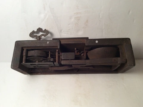 Rare Antique Key Wind up Mechanical Door Bell, Patented OCT.31 1854 Cover