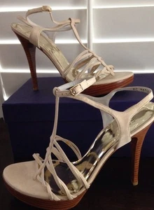 Sandalias/tacones Stuart Weitzman de gamuza desnuda con tiras plataforma - talla 10 - nuevos - Imagen 1 de 5