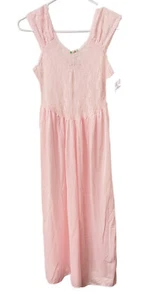 VTG GLORIA VANDERBILT Pink Lace Top Stretch Nylon Babydoll Nightgown Nwts M - Picture 1 of 7