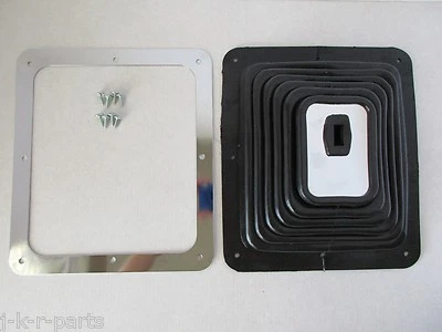 HURST B&M STYLE RUBBER SHIFTER BOOT W/CHROME PLATE 7 3/4"X8 3/4" UNIVERSAL #9631 - Image 1 of 4