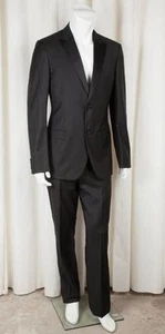 CALVIN KLEIN COLLECTION Mens Classic Black Wool Two-Button Pant Suit 52/41 - Picture 1 of 5