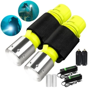 Underwater 80ft Professional LED Diving Flashlight Waterproof Dive Scuba Torch - Picture 1 of 10