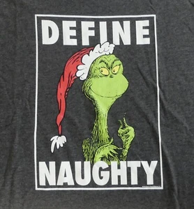 Grinch Women's Classic Fit Short Sleeve Tee Size XL Dark Gray - Define Naughty - Picture 1 of 2