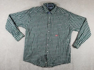 Tommy Hilfiger Mens XL Long Sleeve Button Up Shirt Green Orange Plaid Vintage - Picture 1 of 9