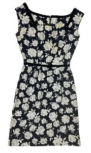 Vtg 50s Herbert Sondheim Floral Black Cream Rhinestones Jackie O 36" Bust 26" W - Picture 1 of 13