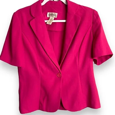 Blusa Blazer Studio I Para Mujer 6 Rosa Carrera Barbiecore Informal Retro Modesto Top Foto 1 de 4