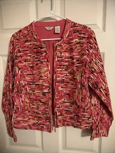PL Laura Ashley Colorful pink front zip jacket with front pockets - Picture 1 of 7