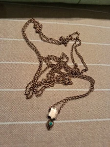 Antique 9ct Rose Gold Long Guard Chain Necklace And Pendant - Picture 1 of 12