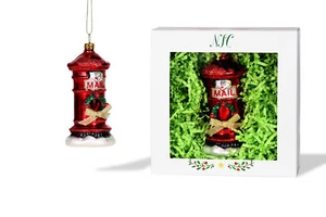 Nordstern Weihnachten | roter Briefkasten Glas Ornament | andere Ornamente - Bild 1 von 7