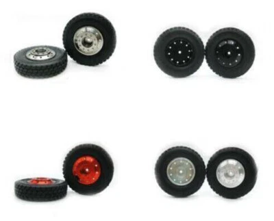 1/14 Front aluminum wheels rim Tires set 2pcs for RC Tamiya 1/14 Tractor Truck - Image 1 of 4