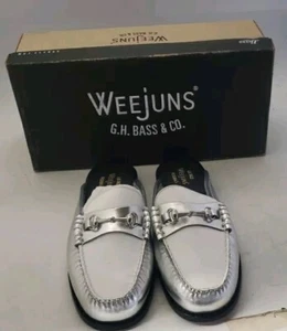 G.H Bass Lianna Mule Horsebit Loafer Leather Shoes Metallic Silver White Size 9 - Picture 1 of 7