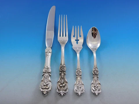Francis I Reed & Barton Sterling Silver Flatware Service For 8 Set 32 Pieces Cover