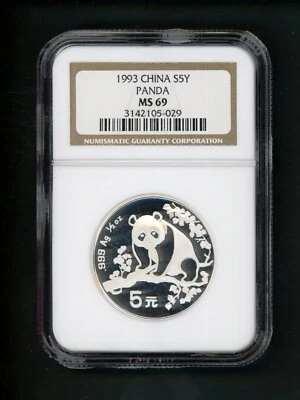 China PRC People's Republic 1993 Silver 5Y Yuan Panda NGC MS 69 - Image 1 of 4