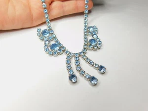 Elegante collar colgante vintage de diamantes de imitación azul claro conjunto de puntas de gama alta - Imagen 1 de 5