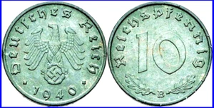 LARGE NAZI 10PF COIN(S) w GUAR WW2 DATE(S)! EACH w DIFF YEAR or MINT! BEST PRICE - Picture 1 of 1