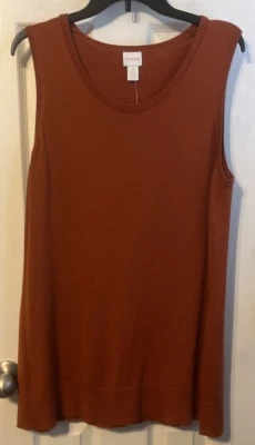 Suéter sin mangas naranja Chico's Russet talla 3 (16/18) nuevo con etiquetas Foto 1 de 4