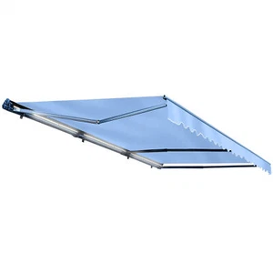 ALEKO Semi-Cassette Motorized LED Retractable 20x10 ft Patio Awning Sky Blue - Picture 1 of 11