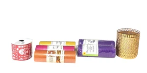 Lot 7 Sparkle Decorative Mesh Tulle Rolls Punchinella Love Ribbon Orange Yellow - Picture 1 of 10
