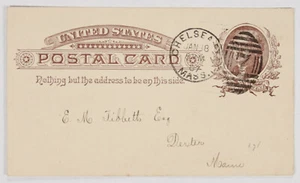 1c Cartolina Postale Governativa, Chelsea, Sta. MA. 1887 duplex a Dexter, ME. - Foto 1 di 1
