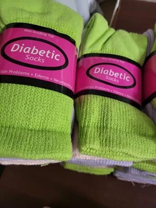 3 Pair Diabetic Ankle Socks Pink Green Purple Non-Binding Top Ladies 6-10 - Picture 1 of 2