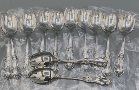 Wild Rose by International Sterling Silver set of 12 Ice Cream Spoon/Forks 5.5" Cover