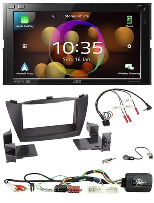 JVC DAB Lenkrad 2DIN Bluetooth USB Autoradio für Hyundai Tucson 2010-2015 schwar - Bild 1 von 4