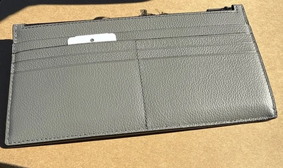 Bolsa de couro Coach com zíper para cartão F37892 QB/cinza urze - Imagem 1 de 4