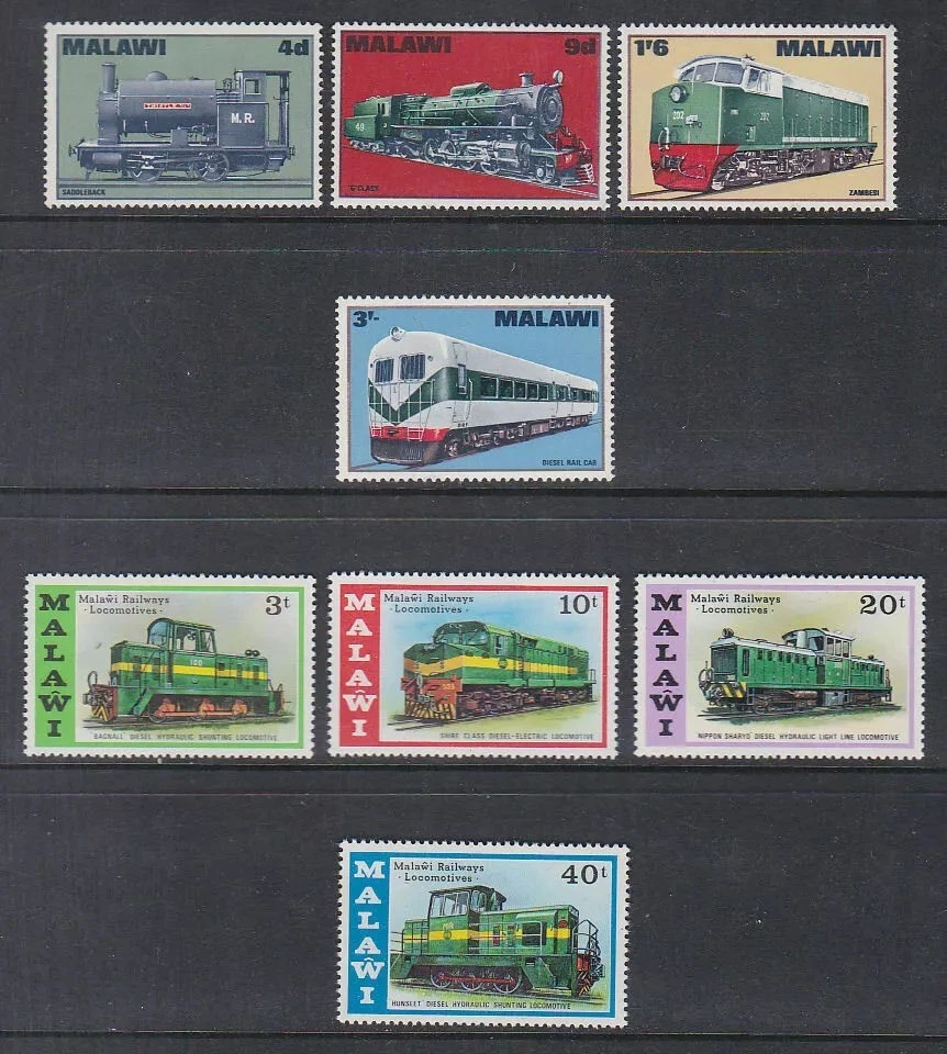 Malawi 1968-76 Mint MNH Railways Locomotive Steam Electric & Diesel Trains Shire - Image 1 of 1