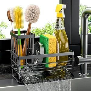 Soporte de esponja para fregadero para cocina con soporte para cepillo y acero inoxidable - Imagen 1 de 2