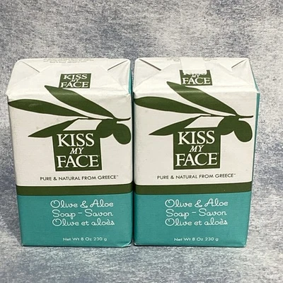 ДВА новых батончика для мыла Kiss My Face оливковое и алоэ веганское без жестокости 8 унций ea - Изображение 1 из 4