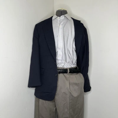 1990s H Freeman & Son Mens 41R 45" Blazer Sport Coat Suit Jacket Navy Blue USA - Image 1 of 4