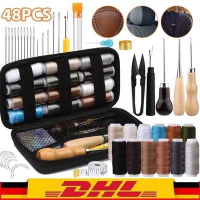 Nähset für Schuhmacher Polsterer Sattler Segelmacher Kürschner 18/48PCS DHL - Bild 1 von 4