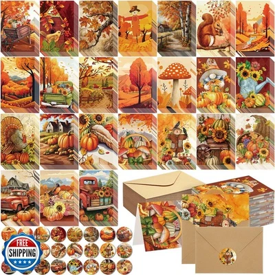 Tenceur 240 Juegos Tarjetas de Acción de Gracias con Sobres Set Pavo Hoja de Arce Happ Foto 1 de 4