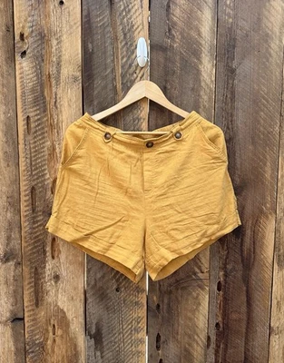 Pantalones Cortos Marc New York Andrew Marc Mujer L Amarillo Bolsillos Botones Preppy College Foto 1 de 4