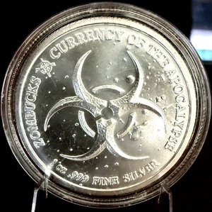💀2017 Walker (Zombie) 1 oz .999 Fine Silver $50 Zombucks Apocalypse Z Round - Picture 1 of 2