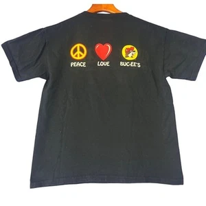 PEACE LOVE & BUC-EE'S LOGO Kids Size M Graphic Tee Black Short Sleeve T-Shirt - Picture 1 of 8