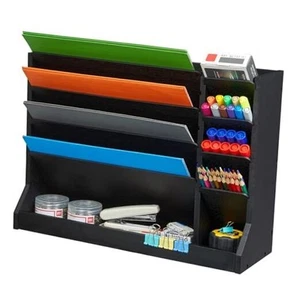 Wooden Wall File Organizer, 4-Tier Vertical Hanging /desktop File Holder with - Picture 1 of 7