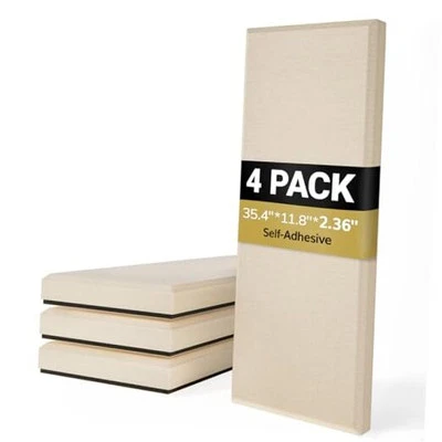  Panel acústico grande de 4 piezas, 35,4′′ * 11,8′′ * 2,36′′ fibra de vidrio 3D a prueba de sonido  Foto 1 de 4