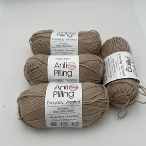 Premier Anti Pilling Everyday Worsted Yarn Parchment 3 Skeins Plus 1 Partial - Picture 1 of 4