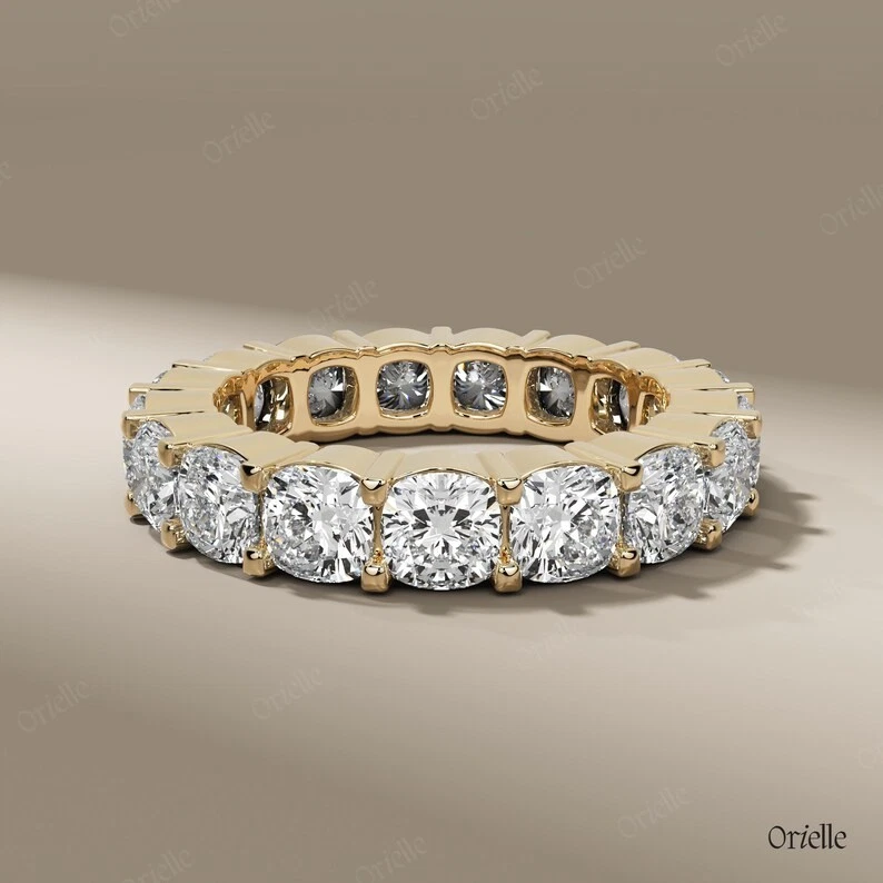 Anillo banda de eternidad de lujo de oro amarillo de 14 quilates sólido diamante natural corte redondo de 5,00 quilates Foto 1 de 4