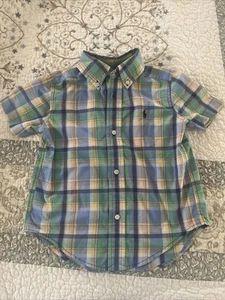 Polo Ralph Lauren Boy's Plaid Short-Sleeve Shirt Red Multi 2/2T EUC - Picture 1 of 7