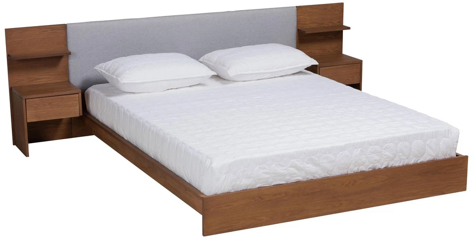 Sami Walnut Brown Queen Platform Storage Bed w/ Nightstands - Image 1 of 1
