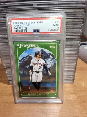 2023 TOPPS X BOB ROSS SAP GREEN JOSE ALTUVE  /75 PSA 9 ASTROS POP - Image 1 of 2